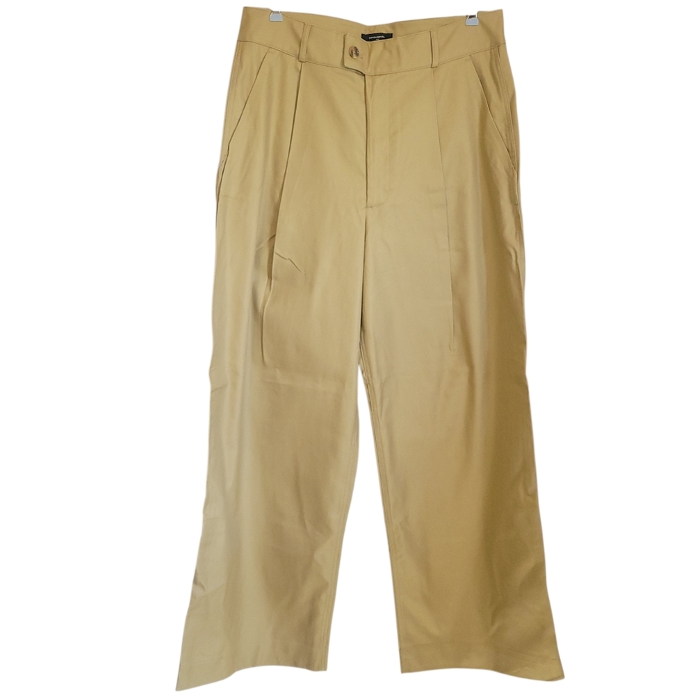 Banana Republic Wide Leg Trouser Pants Sz 12 Khaki Twill High Rise Quiet Luxury - Picture 3 of 12